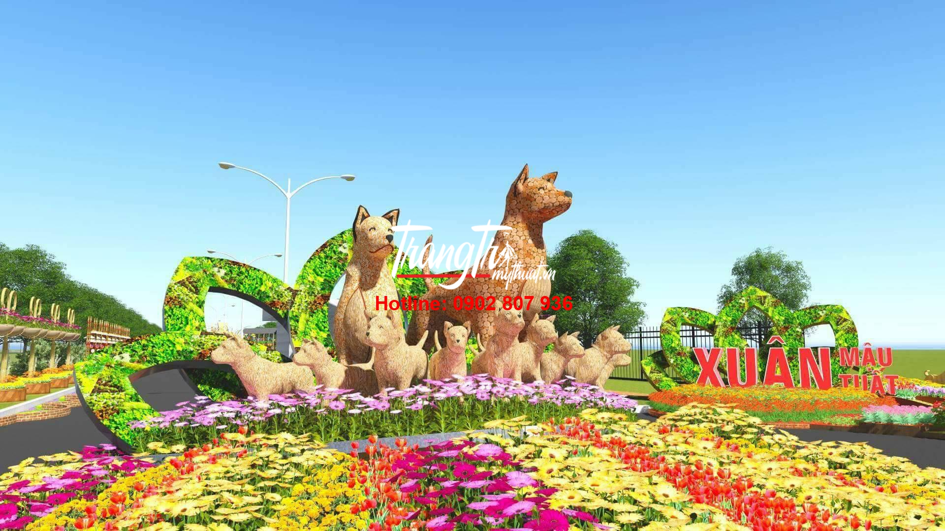 trang trí công trình tết