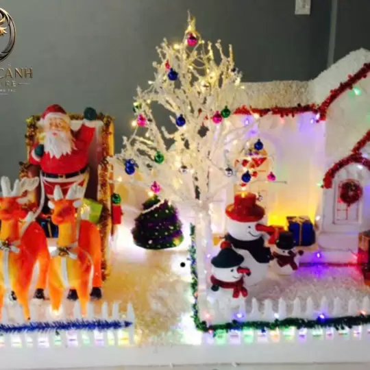 Mô hình tuần lộc và xe có đèn LED trang trí Noel cao cấp