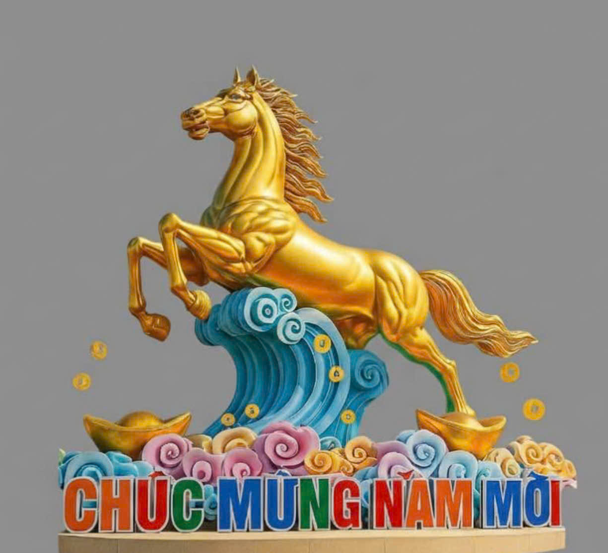 ngựa mạ vàng bằng xốp